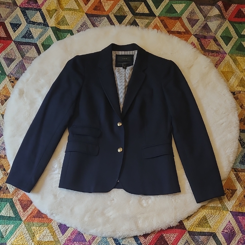 J. Crew Midnight Blue Schoolboy Academia Preppy Blazer Gold Buttons Size 6